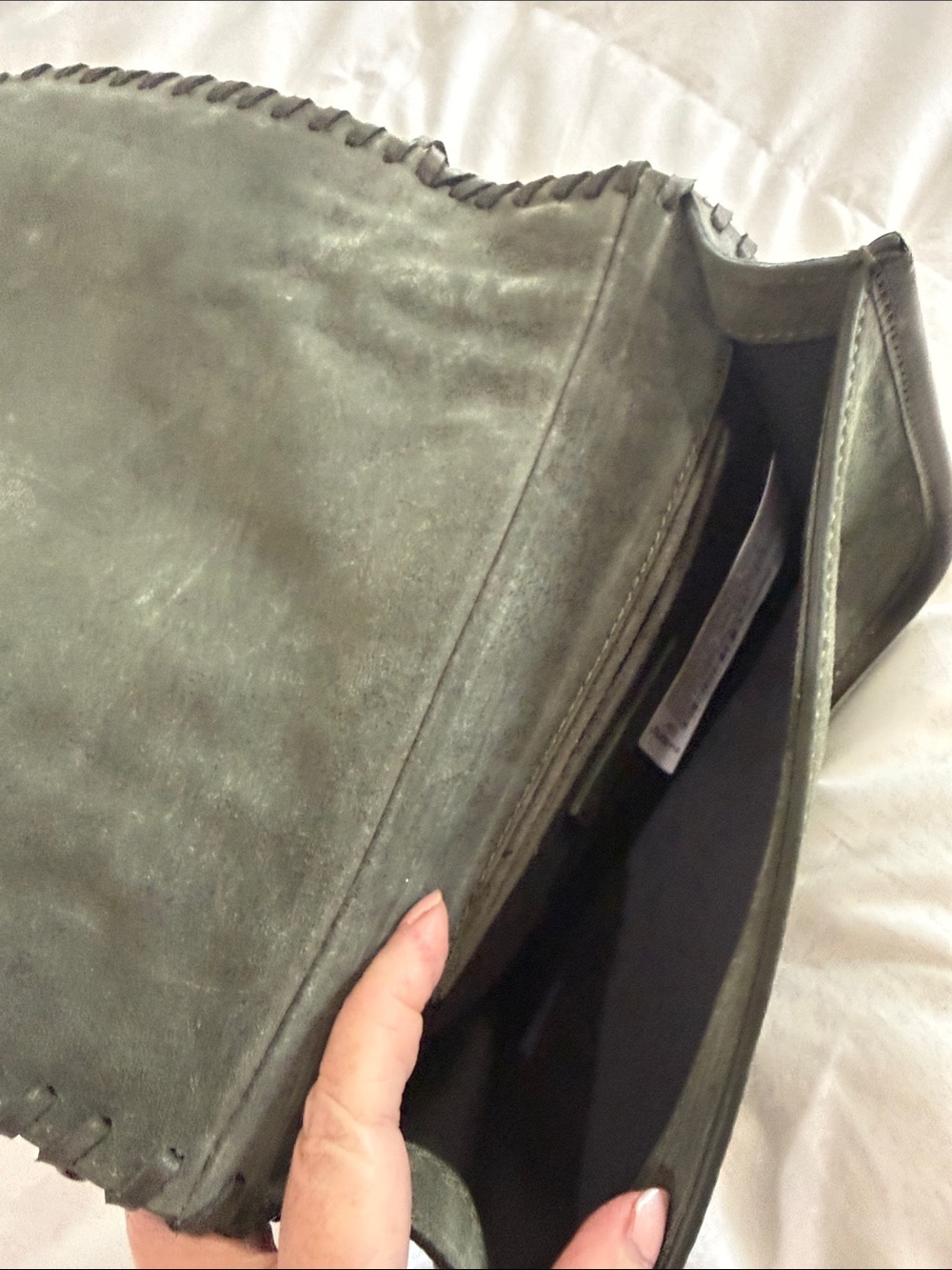 Zara nwt Olive Green Suede & Leather Chain Crossbody Bag - Picture 12 of 13